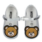 Baby Girls Silver Teddy Bear Pre Walker Shoes, 2, hi-res